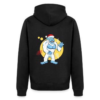 Yeti Santa - Unisex Premium Organic Zip Hoodie - black - Back - Nico (187cm)