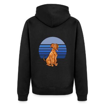 Vizsla Dog Retro Blue - Unisex Premium Organic Zip Hoodie - black - Back - Nico (187cm)