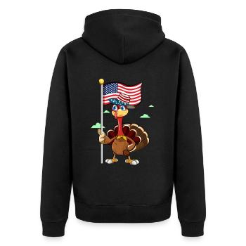 Turkey With American Flag - Unisex Premium Organic Zip Hoodie - black - Back - Nico (187cm)
