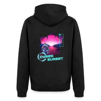 Astronaut Cyber Sunset gradient pink - Futuristic - Unisex Premium Organic Zip Hoodie - black - Back - Nico (187cm)