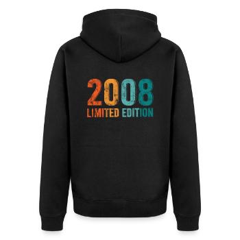 Limited Edition Vintage 2008 Retro Design - Unisex Premium Organic Zip Hoodie - black - Back - Nico (187cm)