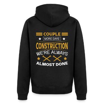 Building Design For Men Daddy Construction Worker - Unisex Premium Organic Zip Hoodie - black - Back - Nico (187cm)