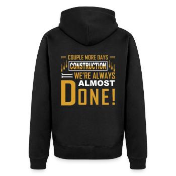 Building Design For Men Daddy Construction Worker - Unisex Premium Organic Zip Hoodie - black - Back - Nico (187cm)