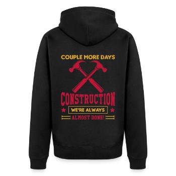Building Design For Men Daddy Construction Worker - Unisex Premium Organic Zip Hoodie - black - Back - Nico (187cm)