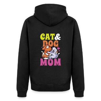 Cat And Dog Mom Girl Dogs Cat Lover - Unisex Premium Organic Zip Hoodie - black - Back - Nico (187cm)