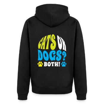 Katzen Oder Hunde Beide Liebhaber Katze Hund - Unisex Premium Bio Zip Hoodie - Schwarz - Hinten - Nico (187cm)