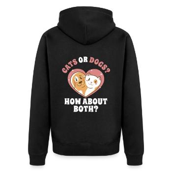 Cats or dogs, how about both cats - Unisex Premium Organic Zip Hoodie - black - Back - Nico (187cm)