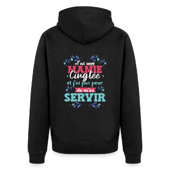 Fête Des Mères Mamie Humour Mémé - Veste à capuche bio Premium Unisexe - noir - Dos - Nico (187cm)