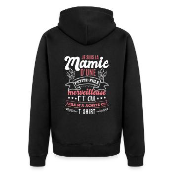 Je Suis La Mamie D'Une Petite Fille | Mamie Cadeau - Veste à capuche bio Premium Unisexe - noir - Dos - Nico (187cm)