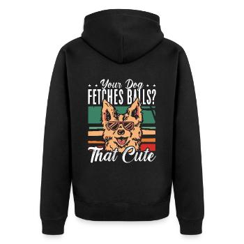 Dresseur d’animaux Votre chien va chercher des balles Retro Pet - Veste à capuche bio Premium Unisexe - noir - Dos - Nico (187cm)