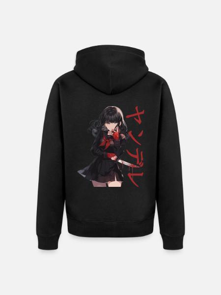 Gesugao Yandere Manga Anime Girl Character - Unisex Premium Organic Zip Hoodie - black