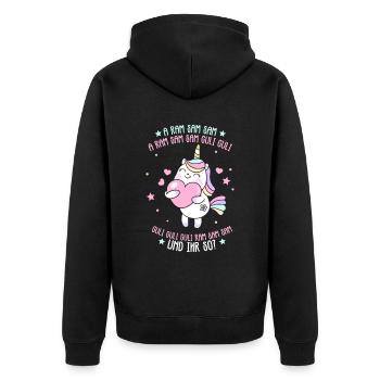 Aramsamsam Guli Gulli Kinderlied Einhorn - Unisex Premium Bio Zip Hoodie - Schwarz - Hinten - Nico (187cm)