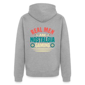 Flipper Retro Pinball Flipperautomat Bumper - Unisex Premium Bio Zip Hoodie - Grau meliert - Hinten - Nico (187cm)