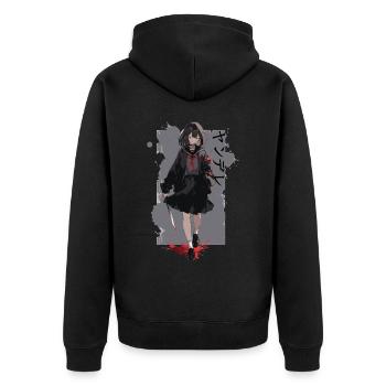 Gesugao Yandere Manga Anime Girl Character - Unisex Premium Organic Zip Hoodie - black - Back - Nico (187cm)