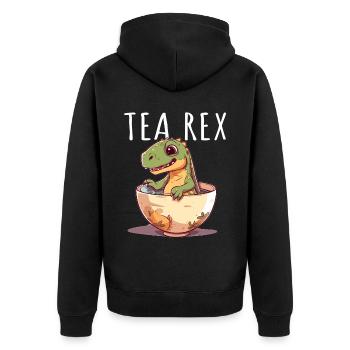 Tea Rex Sweet Dino in Teacup - Unisex Premium Organic Zip Hoodie - black - Back - Nico (187cm)