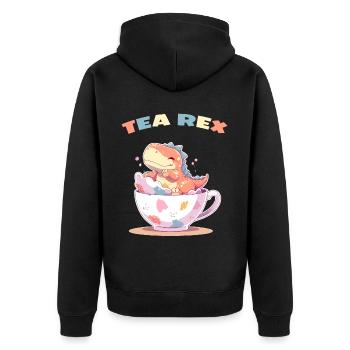 Tea Rex Sweet Dino in Teacup - Unisex Premium Organic Zip Hoodie - black - Back - Nico (187cm)