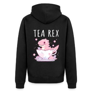 Tea Rex Sweet Dino in Teacup - Unisex Premium Organic Zip Hoodie - black - Back - Nico (187cm)