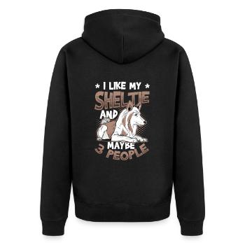 J’aime mon Sheltie et peut-être 3 personnes - Veste à capuche bio Premium Unisexe - noir - Dos - Nico (187cm)