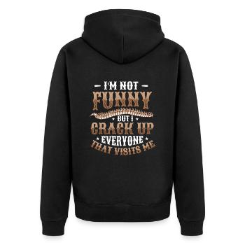 I'm not funny - Unisex Premium Organic Zip Hoodie - black - Back - Nico (187cm)