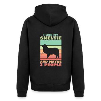 J’aime mon Sheltie et peut-être 3 personnes - Veste à capuche bio Premium Unisexe - noir - Dos - Nico (187cm)