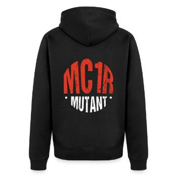 MC1R Mutant Rothaarig Rote Haare - Unisex Premium Bio Zip Hoodie - Schwarz - Hinten - Nico (187cm)