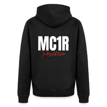 MC1R Positive Rothaarig Rote Haare - Unisex Premium Bio Zip Hoodie - Schwarz - Hinten - Nico (187cm)