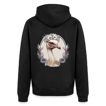Couronne de fleur d’autruche Artistique Floral Ferme Animal P - Veste à capuche bio Premium Unisexe - noir - Dos - Nico (187cm)