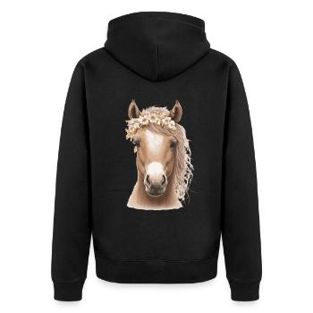 Bébé Cheval Fleur Couronne Poulain Floral Ferme Animal Pe - Veste à capuche bio Premium Unisexe - noir - Dos - Nico (187cm)