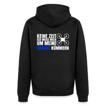Drohne Quadrocopter Quadcopter - Unisex Premium Bio Zip Hoodie - Schwarz - Hinten - Nico (187cm)