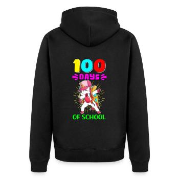 100 School Days School Kids Student Gift - Unisex Premium Organic Zip Hoodie - black - Back - Nico (187cm)