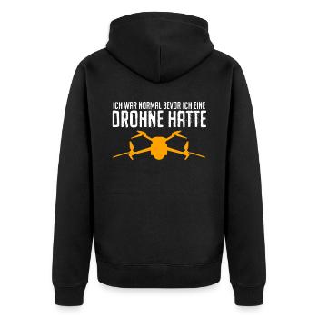 Quadrocopter Witz Drohne Quadcopter - Unisex Premium Bio Zip Hoodie - Schwarz - Hinten - Nico (187cm)