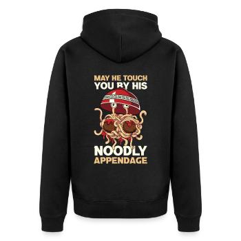 Flying Spaghetti Monster FSM - Unisex Premium Organic Zip Hoodie - black - Back - Nico (187cm)