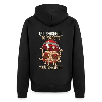 Fliegendes Spaghettimonster FSM - Unisex Premium Bio Zip Hoodie - Schwarz - Hinten - Nico (187cm)