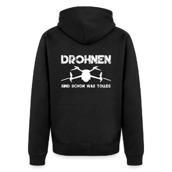 Drohne Quadcopter Spruch Quadrocopter - Unisex Premium Bio Zip Hoodie - Schwarz - Hinten - Nico (187cm)