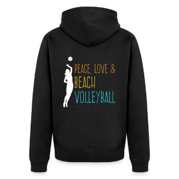 Volleyballspielerin Beach Volleyball - Unisex Premium Bio Zip Hoodie - Schwarz - Hinten - Nico (187cm)