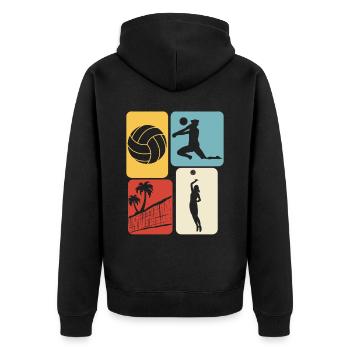 Beach Volleyball retro Volleyballspieler - Unisex Premium Bio Zip Hoodie - Schwarz - Hinten - Nico (187cm)