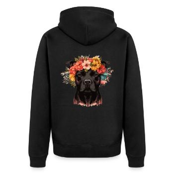 Cute Bull Terrier Flower Crown Pet Dog Breed Flora - Unisex Premium Bio Zip Hoodie - Schwarz - Hinten - Nico (187cm)