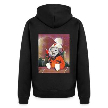 Atom Punk Ästhetik Vaporwave Futuristischer Bär - Unisex Premium Bio Zip Hoodie - Schwarz - Hinten - Nico (187cm)
