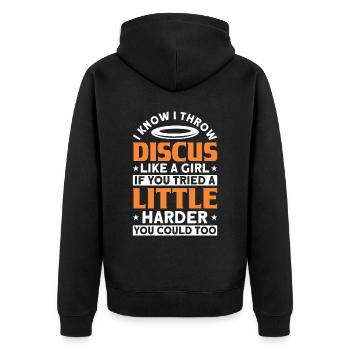 Discus Throw Discus Thrower Athletics Discus - Unisex Premium Organic Zip Hoodie - black - Back - Nico (187cm)