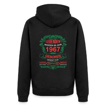Legenden wurden im Jahr 1967 geboren - Unisex Premium Bio Zip Hoodie - Schwarz - Hinten - Nico (187cm)