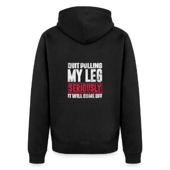 Amputation - Unisex Premium Bio Zip Hoodie - Schwarz - Hinten - Nico (187cm)