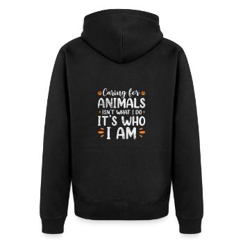 Animal Rescue Animal Welfare Animal Friend Gift - Unisex Premium Organic Zip Hoodie - black - Back - Nico (187cm)