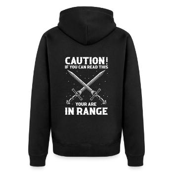 Larping Quote for Role Playing Games and Larpers - Unisex Premium Organic Zip Hoodie - black - Back - Nico (187cm)