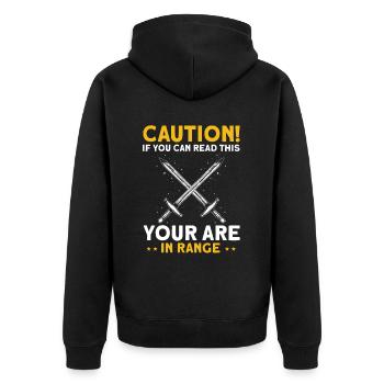 Rollenspiel Zitat für Larper und Larp - Unisex Premium Bio Zip Hoodie - Schwarz - Hinten - Nico (187cm)