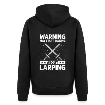 Larping Quote for Role Playing Games and Larpers - Unisex Premium Organic Zip Hoodie - black - Back - Nico (187cm)