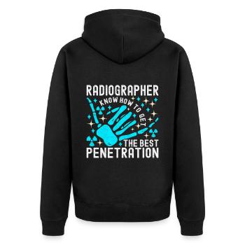 Radiologie Radiologe - Unisex Premium Bio Zip Hoodie - Schwarz - Hinten - Nico (187cm)
