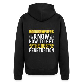 Radiologie Radiologe - Unisex Premium Bio Zip Hoodie - Schwarz - Hinten - Nico (187cm)