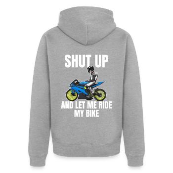 Motorcycle Lifestyle / Motorrad / Motorräder biker - Unisex Premium Bio Zip Hoodie - Grau meliert - Hinten - Nico (187cm)