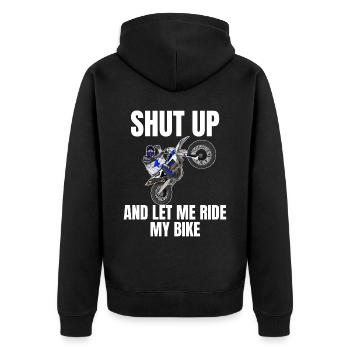 Motocross / Enduro / Freestyle mx / Dirtbike retro - Unisex Premium Bio Zip Hoodie - Schwarz - Hinten - Nico (187cm)