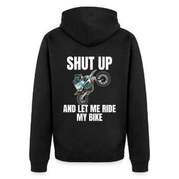 Motocross / Enduro / Freestyle mx / Dirtbike retro - Unisex Premium Organic Zip Hoodie - black - Back - Nico (187cm)